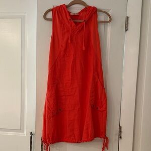 Wearables orange hooded skeeveless dress